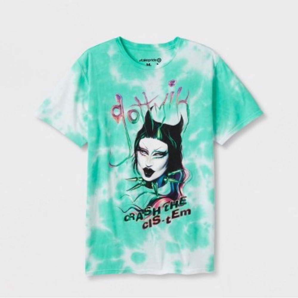 Take Pride Adult Tee Shirt - “Gottmik - Crash the cis-tem” Green size Small